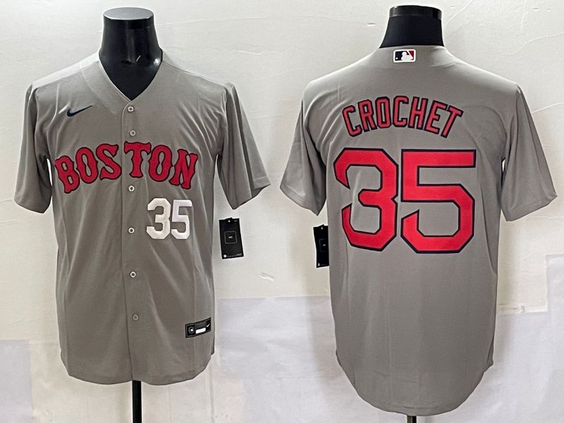 Men Boston Red Sox 35 Crochet Grey Game 2025 Nike MLB Jersey style 006